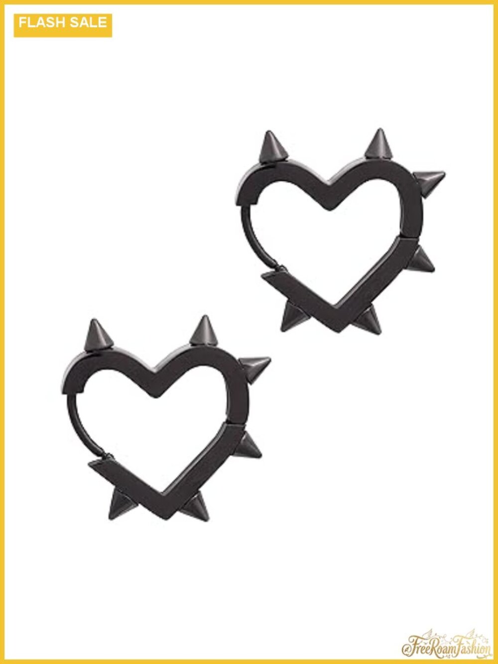 Gothic Punk Spike Heart Hoop Earrings Y2K Grunge Titanium Steel